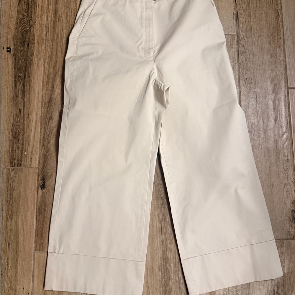 Theory Two-Tone Cream and Taupe Trousers
